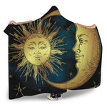Vintage Sun And Moon Print Hooded Blanket