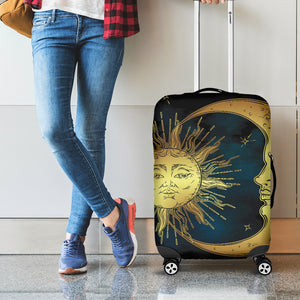 Vintage Sun And Moon Print Luggage Cover