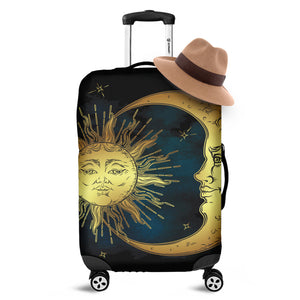 Vintage Sun And Moon Print Luggage Cover