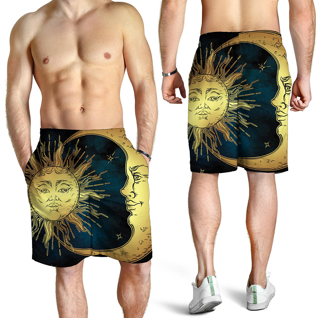 Vintage Sun And Moon Print Men's Shorts