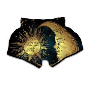 Vintage Sun And Moon Print Muay Thai Boxing Shorts