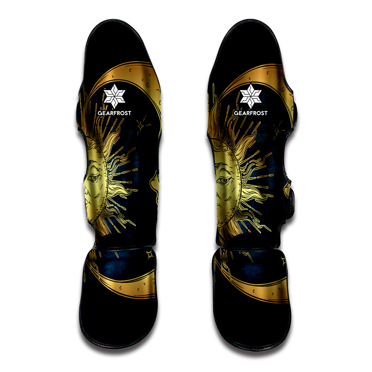 Vintage Sun And Moon Print Muay Thai Shin Guard