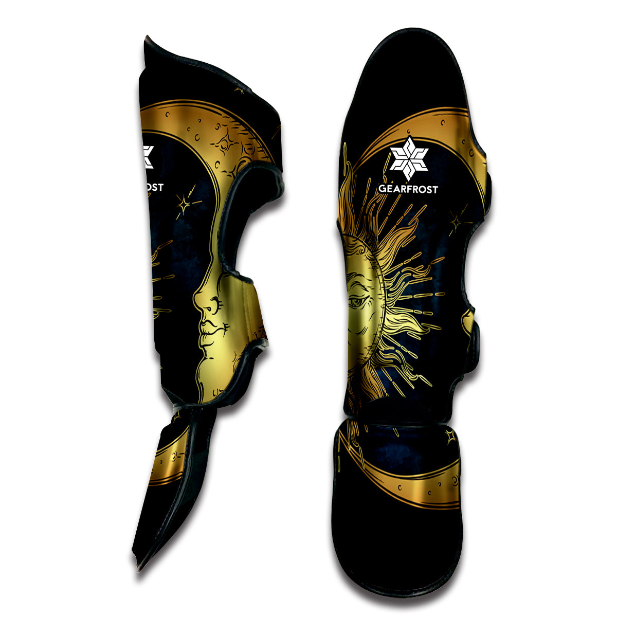 Vintage Sun And Moon Print Muay Thai Shin Guard