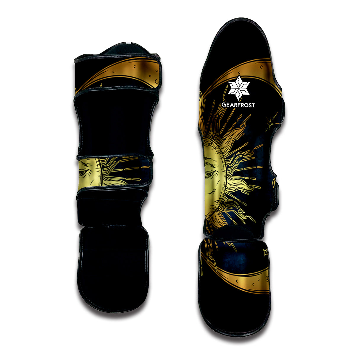 Vintage Sun And Moon Print Muay Thai Shin Guard