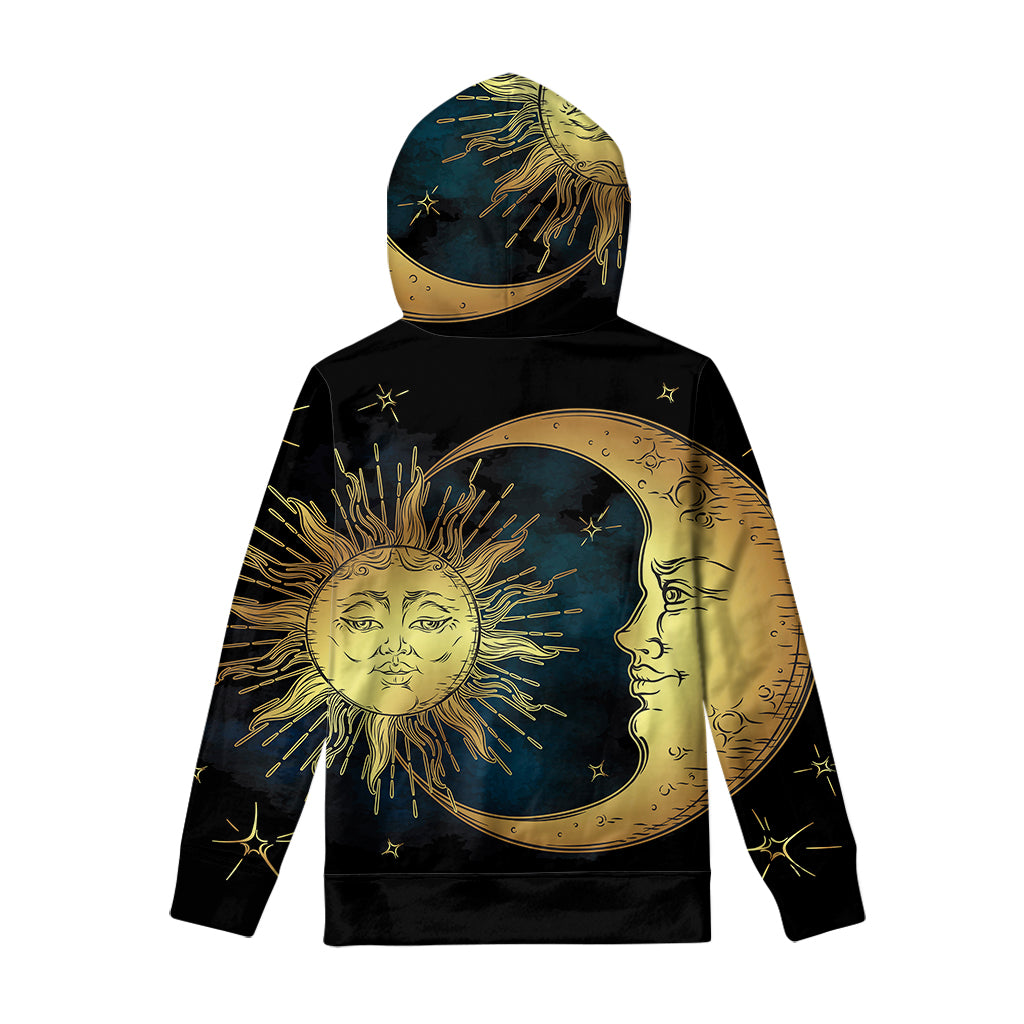 Vintage Sun And Moon Print Pullover Hoodie