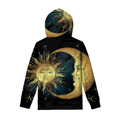 Vintage Sun And Moon Print Pullover Hoodie