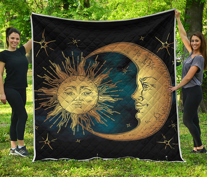 Vintage Sun And Moon Print Quilt