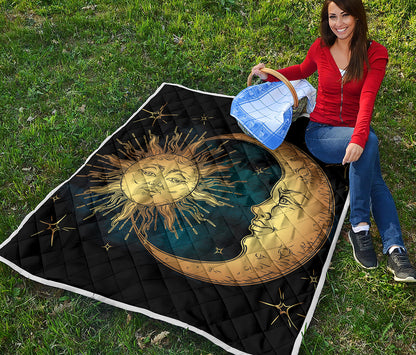 Vintage Sun And Moon Print Quilt