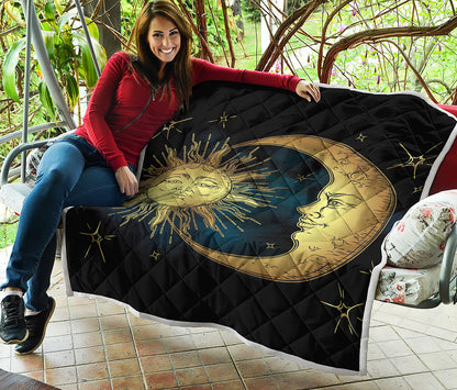 Vintage Sun And Moon Print Quilt