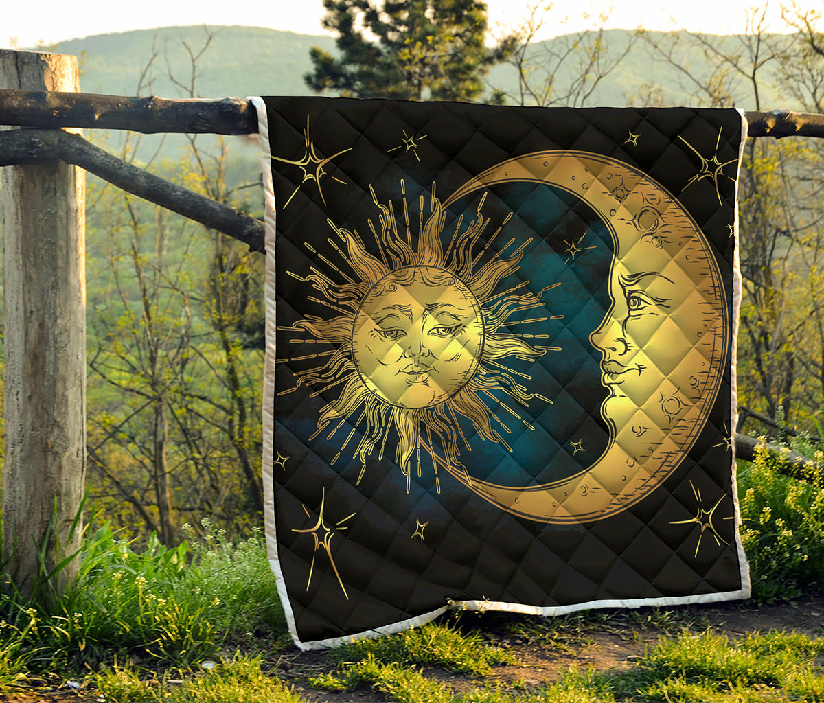 Vintage Sun And Moon Print Quilt