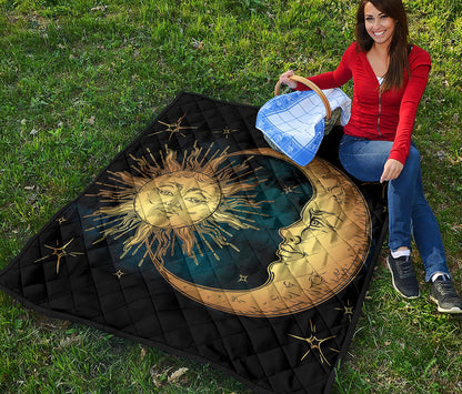 Vintage Sun And Moon Print Quilt