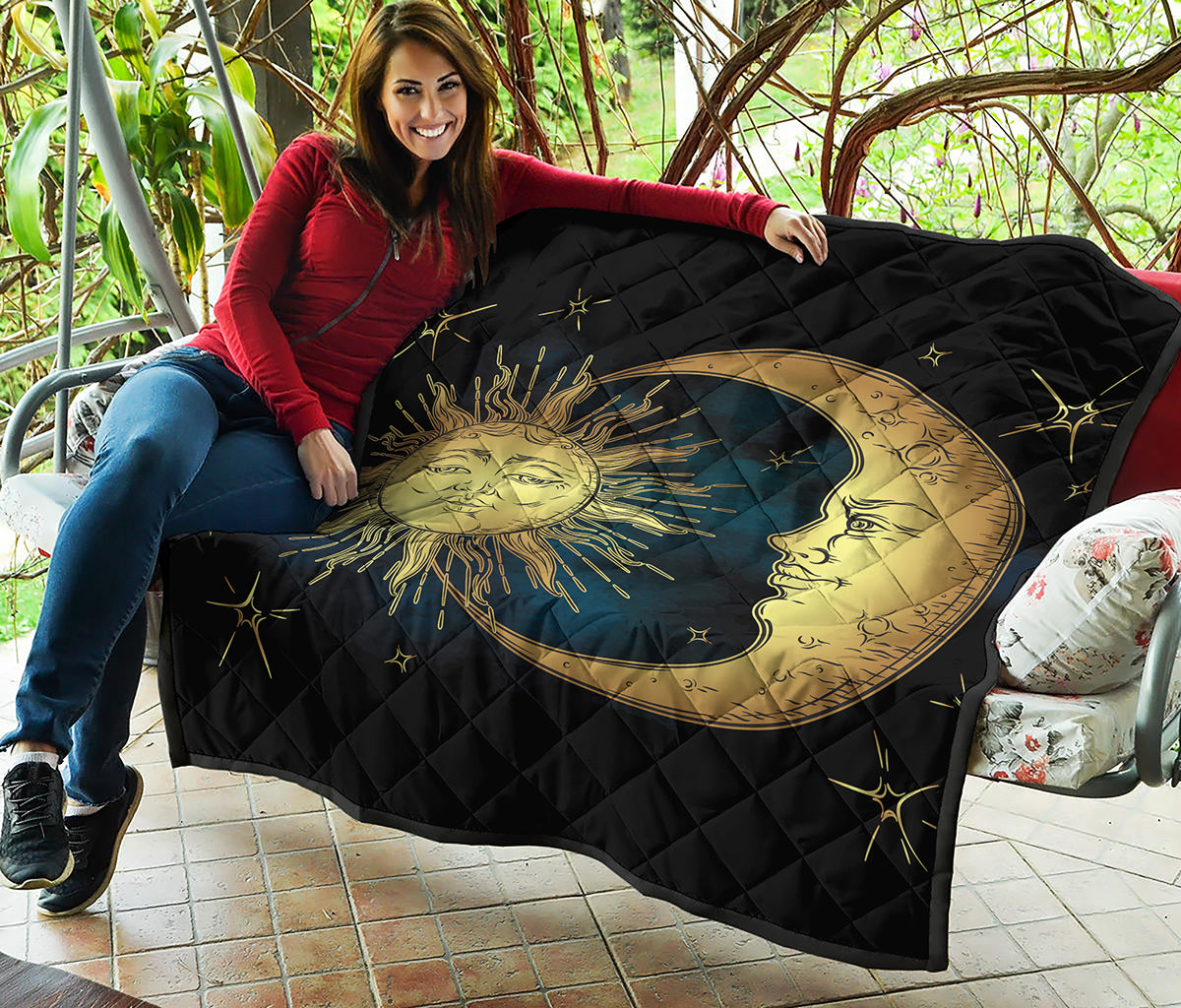 Vintage Sun And Moon Print Quilt
