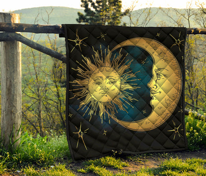 Vintage Sun And Moon Print Quilt