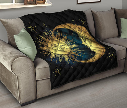 Vintage Sun And Moon Print Quilt