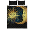 Vintage Sun And Moon Print Quilt Bed Set