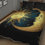 Vintage Sun And Moon Print Quilt Bed Set