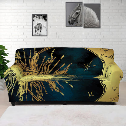 Vintage Sun And Moon Print Sofa Cover