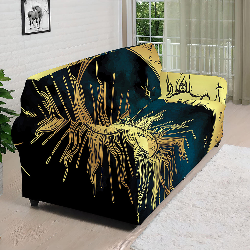 Vintage Sun And Moon Print Sofa Cover