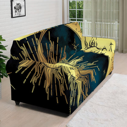 Vintage Sun And Moon Print Sofa Cover