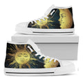 Vintage Sun And Moon Print White High Top Sneakers