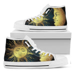 Vintage Sun And Moon Print White High Top Shoes
