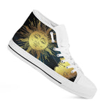 Vintage Sun And Moon Print White High Top Shoes