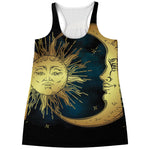 Vintage Sun And Moon Print Women's Racerback Tank Top