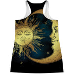 Vintage Sun And Moon Print Women's Racerback Tank Top