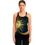 Vintage Sun And Moon Print Women's Racerback Tank Top