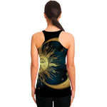 Vintage Sun And Moon Print Women's Racerback Tank Top