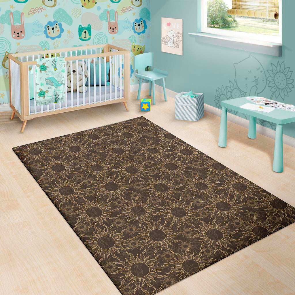 Vintage Sun Pattern Print Area Rug