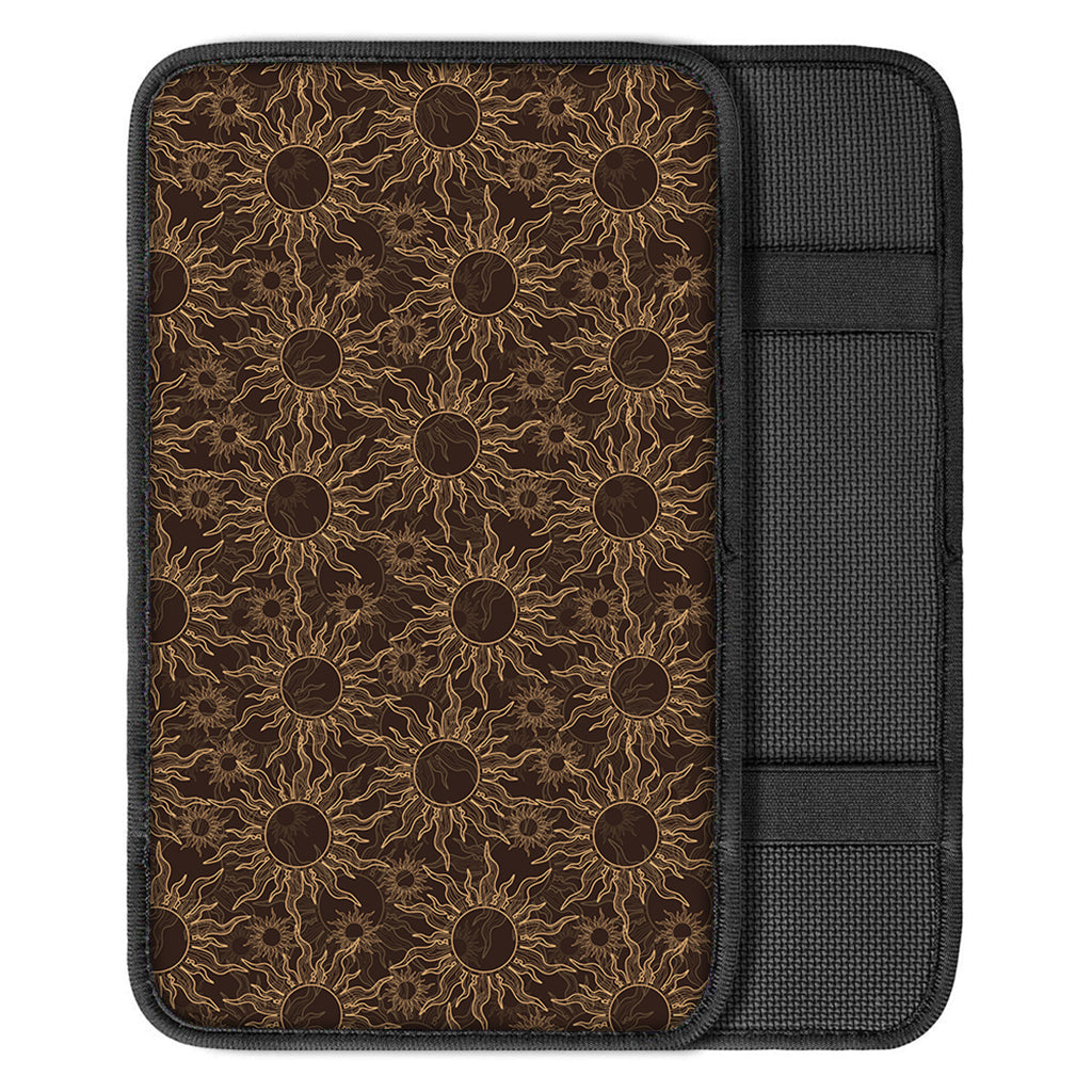 Vintage Sun Pattern Print Car Center Console Cover