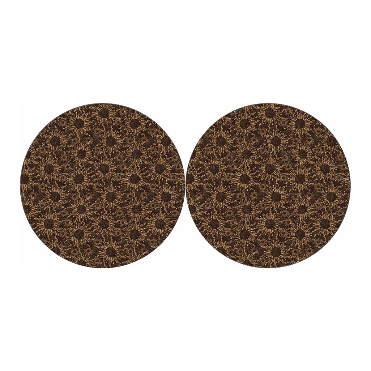 Vintage Sun Pattern Print Car Coasters