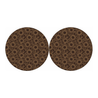 Vintage Sun Pattern Print Car Coasters