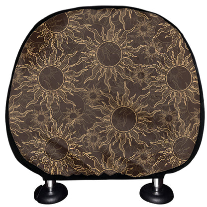 Vintage Sun Pattern Print Car Headrest Covers