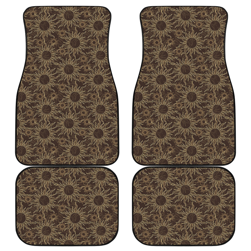 Vintage Sun Pattern Print Front and Back Car Floor Mats
