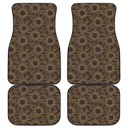 Vintage Sun Pattern Print Front and Back Car Floor Mats