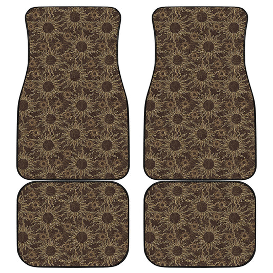 Vintage Sun Pattern Print Front and Back Car Floor Mats