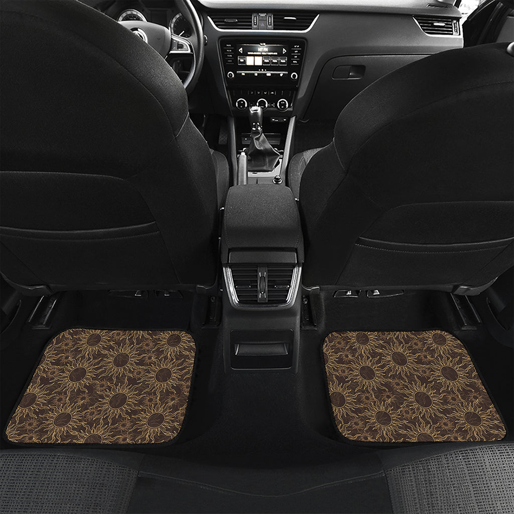 Vintage Sun Pattern Print Front and Back Car Floor Mats
