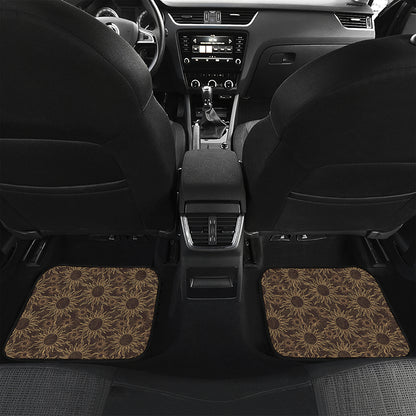 Vintage Sun Pattern Print Front and Back Car Floor Mats