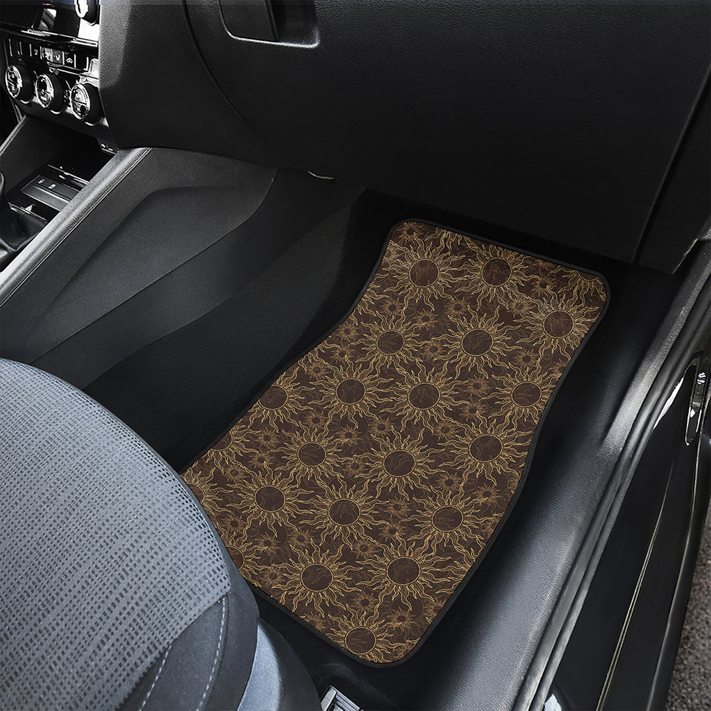 Vintage Sun Pattern Print Front and Back Car Floor Mats