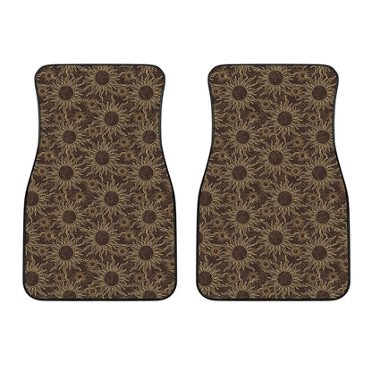 Vintage Sun Pattern Print Front Car Floor Mats