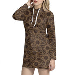 Vintage Sun Pattern Print Hoodie Dress