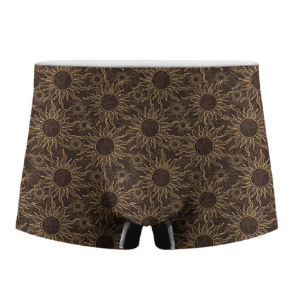 Vintage Sun Pattern Print Men's Boxer Briefs