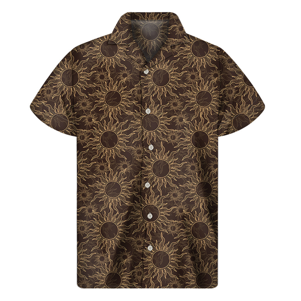 Vintage Sun Pattern Print Men's Short Sleeve Shirt