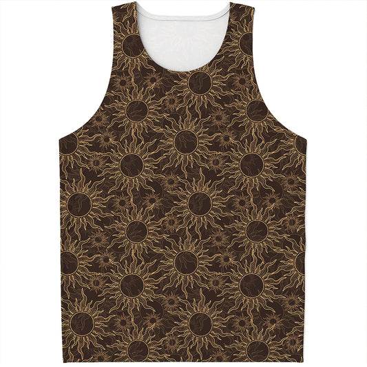 Vintage Sun Pattern Print Men's Tank Top