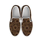 Vintage Sun Pattern Print White Slip On Shoes