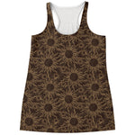 Vintage Sun Pattern Print Women's Racerback Tank Top