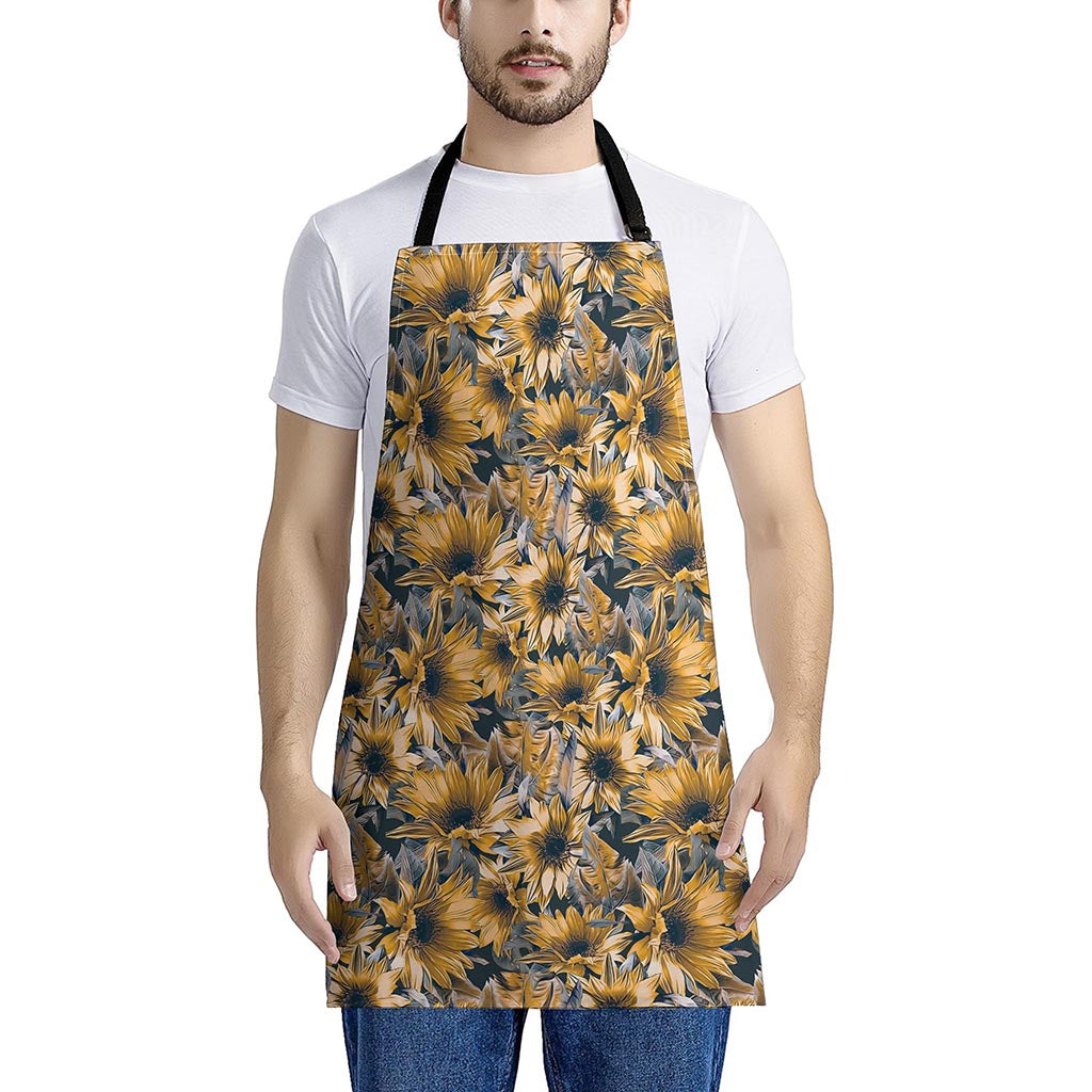 Vintage Sunflower Pattern Print Apron