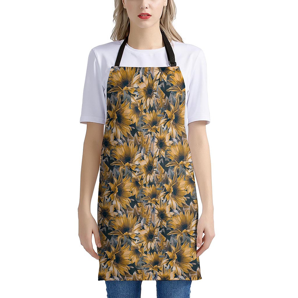 Vintage Sunflower Pattern Print Apron